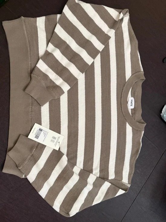 MATE the Label Textured Knit Striped Pullover Organic NWT Sz. Small - Picture 2 of 4